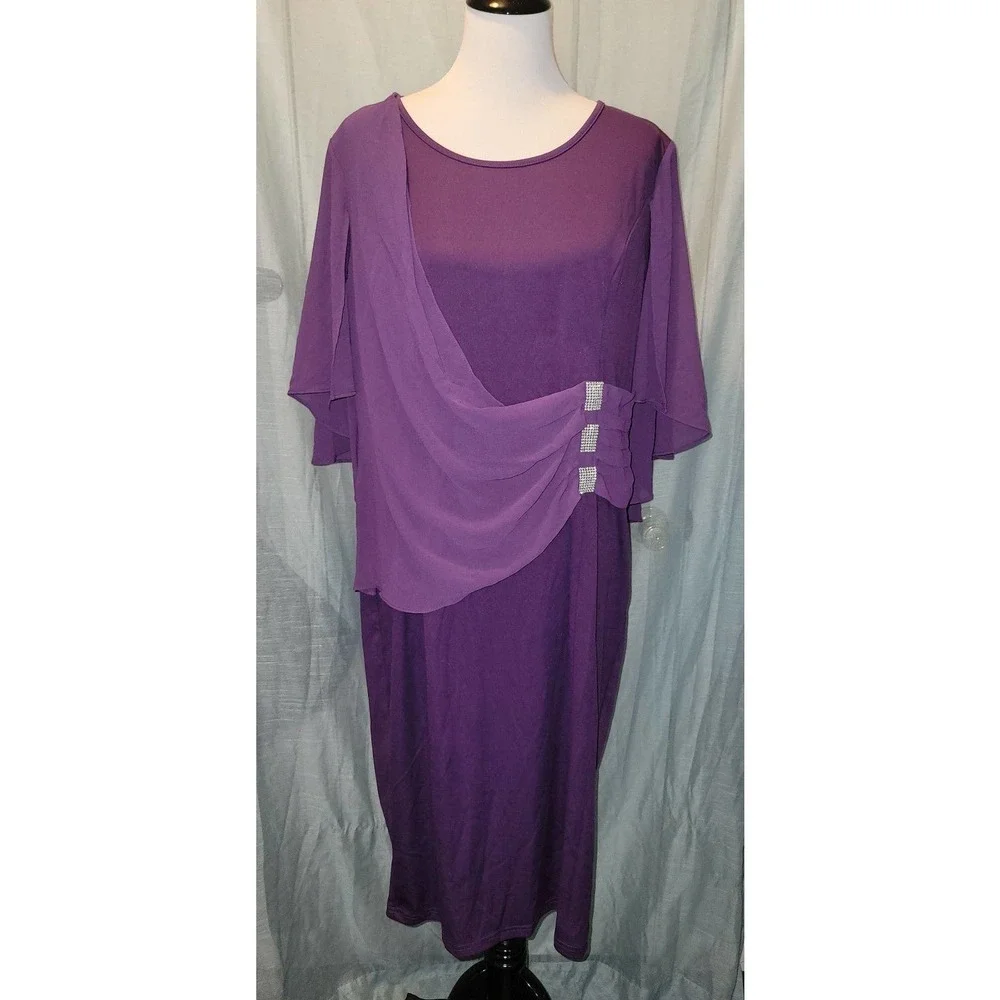 NWT Elegant Purple dress With Jewel 2xl - Picture 2 of 6